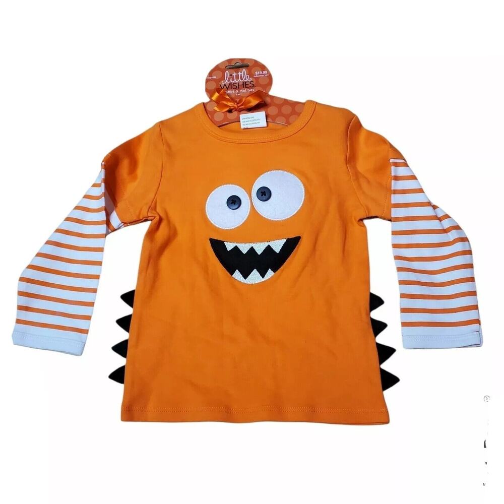 NWT! Monster Little Wishes T Shirt & Hat Set / Halloween Costume Size 6-12 Mo